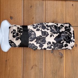 New White House Black Market   Floral Black & Tan Strapless Dress Size 2